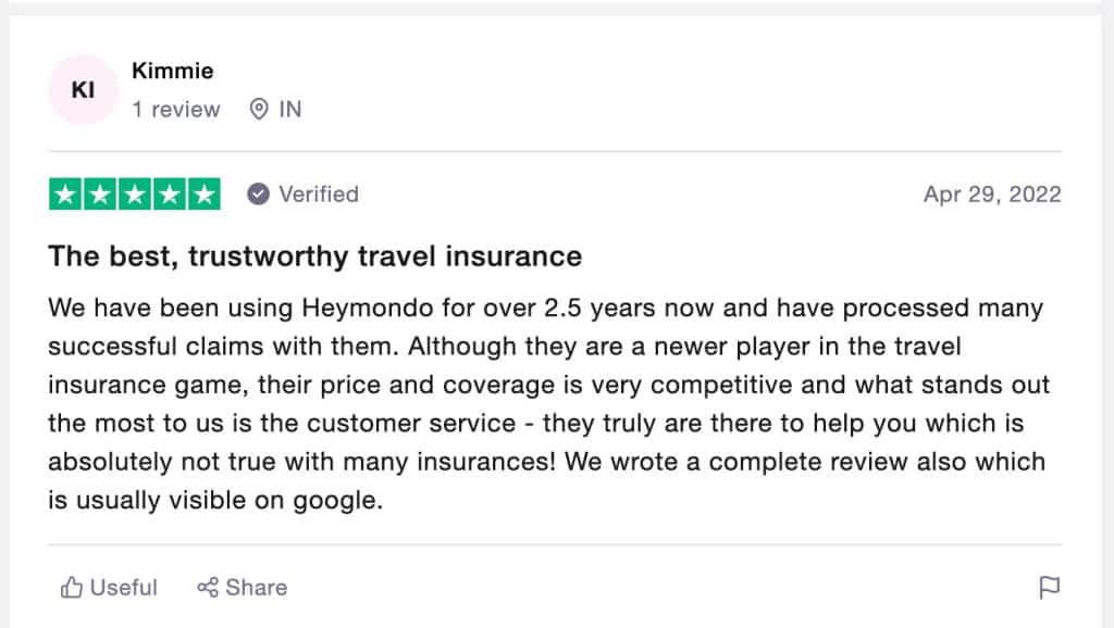 heymondo travel insurance review - claim by customer